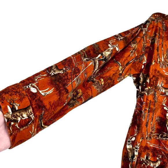 North River Outfitters M Orange Shirt Long Sleeve Button Up Buck Gun Arrows Camo - Picture 5 of 13